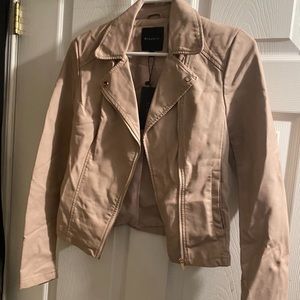 Faux light pink leather jacket